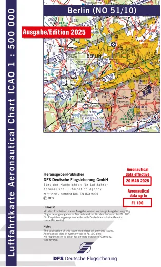 ICAO-Karte, Blatt Berlin (Ausgabe 2026), Motorflug 1:500.000 (Papier)